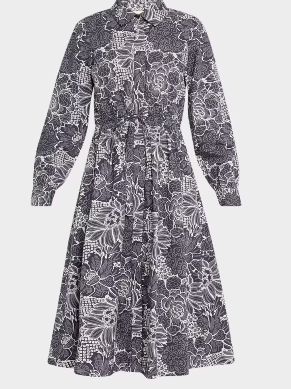 Love The Label Lillabelle Midi Shirtdress Size XS Gray Floral Cotton Anthro